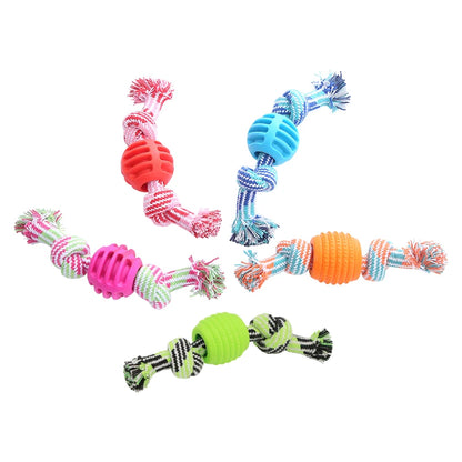 Pet dog Toy Cotton Rope Double Knot Ball Bite