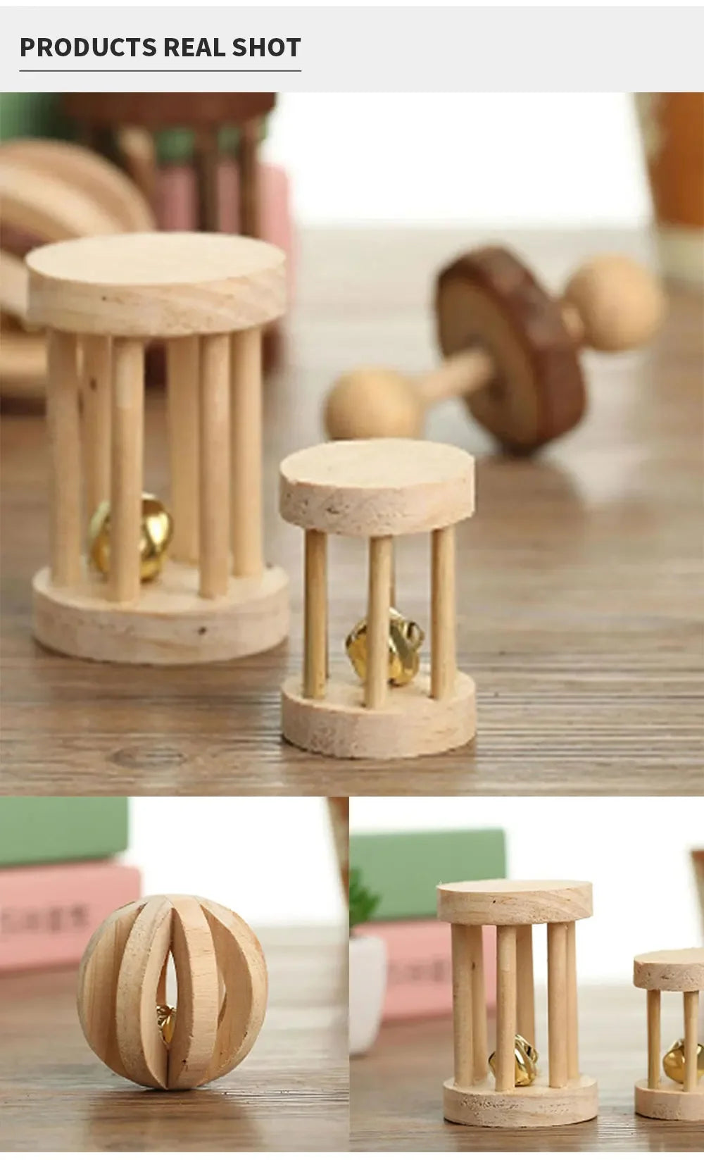 Cute Rabbit Roller Toys Natural Wooden