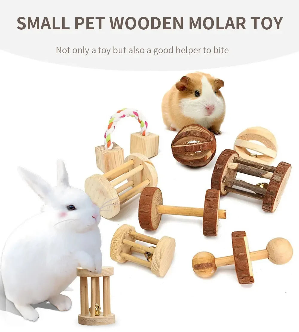 Cute Rabbit Roller Toys Natural Wooden