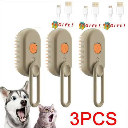 Cat Dog Pet Spray Massage Brush One Button Steam Spray