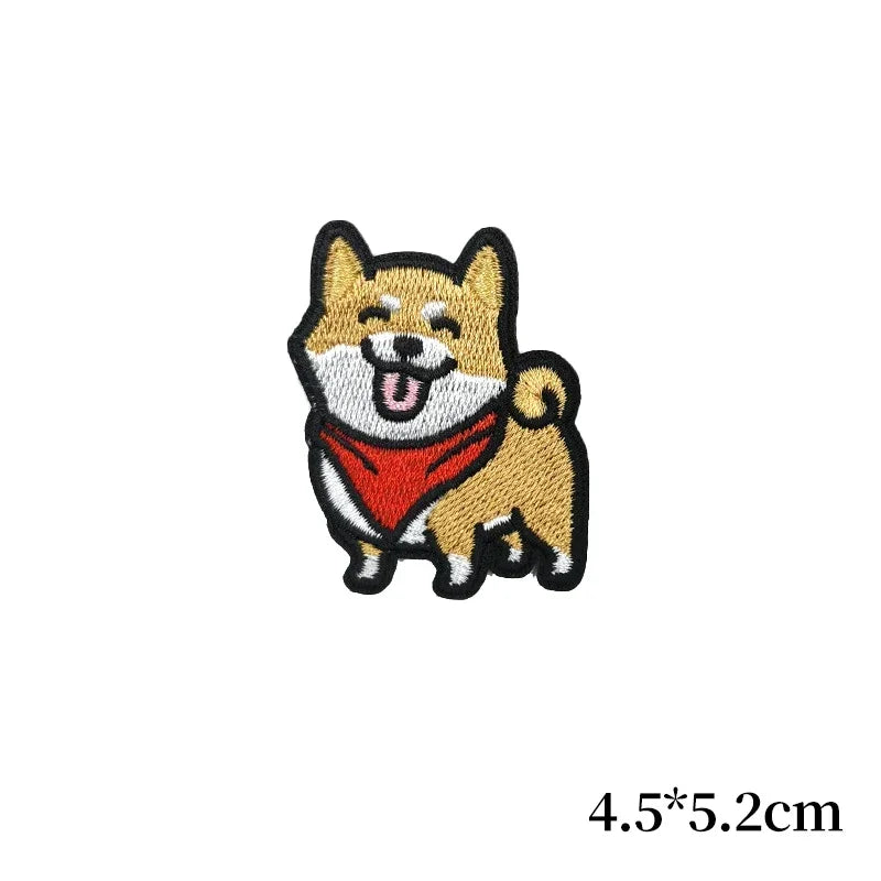 Lindo parche de dibujos animados para planchar Shiba Inu Corgi