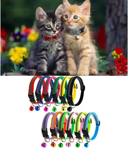 Cats Bells Collars Adjustable Buckles Small Dog Collar Reflective