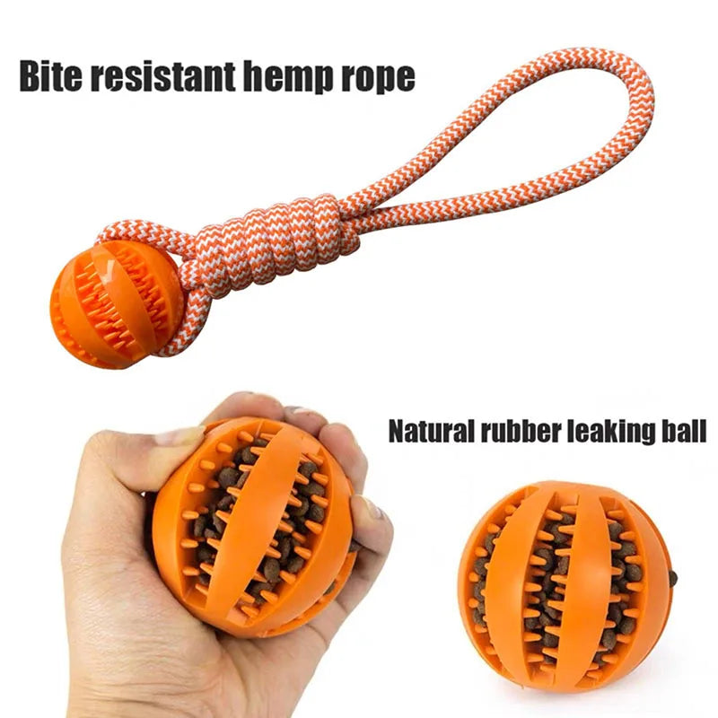 Pet Dog Toys Balls Interactive Treat Rope Rubber