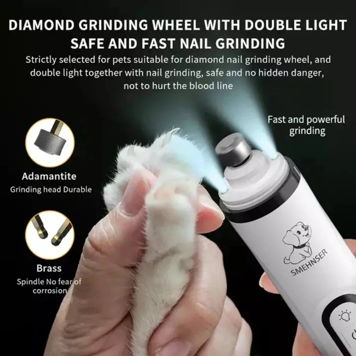 Pet Grinder LED Nail Clippers USB Rechargeable