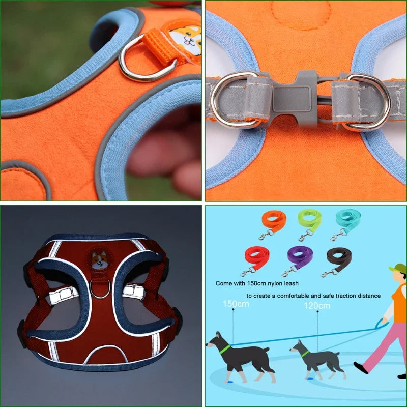 Dogs Adjustable Harness Leash Set