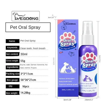 Pet Teeth Cleaning Spray Oral Care Remove Tooth Stains